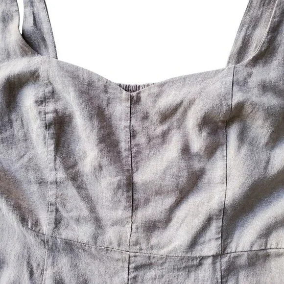 Fit & Flare Sleeveless Linen-Blend Midi Dress Color: Flax Linen XL - Picture 5 of 14